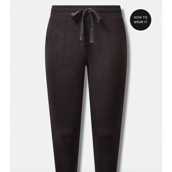 Torrid 1/2 black shimmer sweatsuit pajamas  tracksuit- jogger & hoodie - Picture 8 of 10